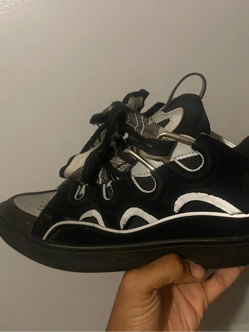 Kids Black and Gray High-Top Sneakers